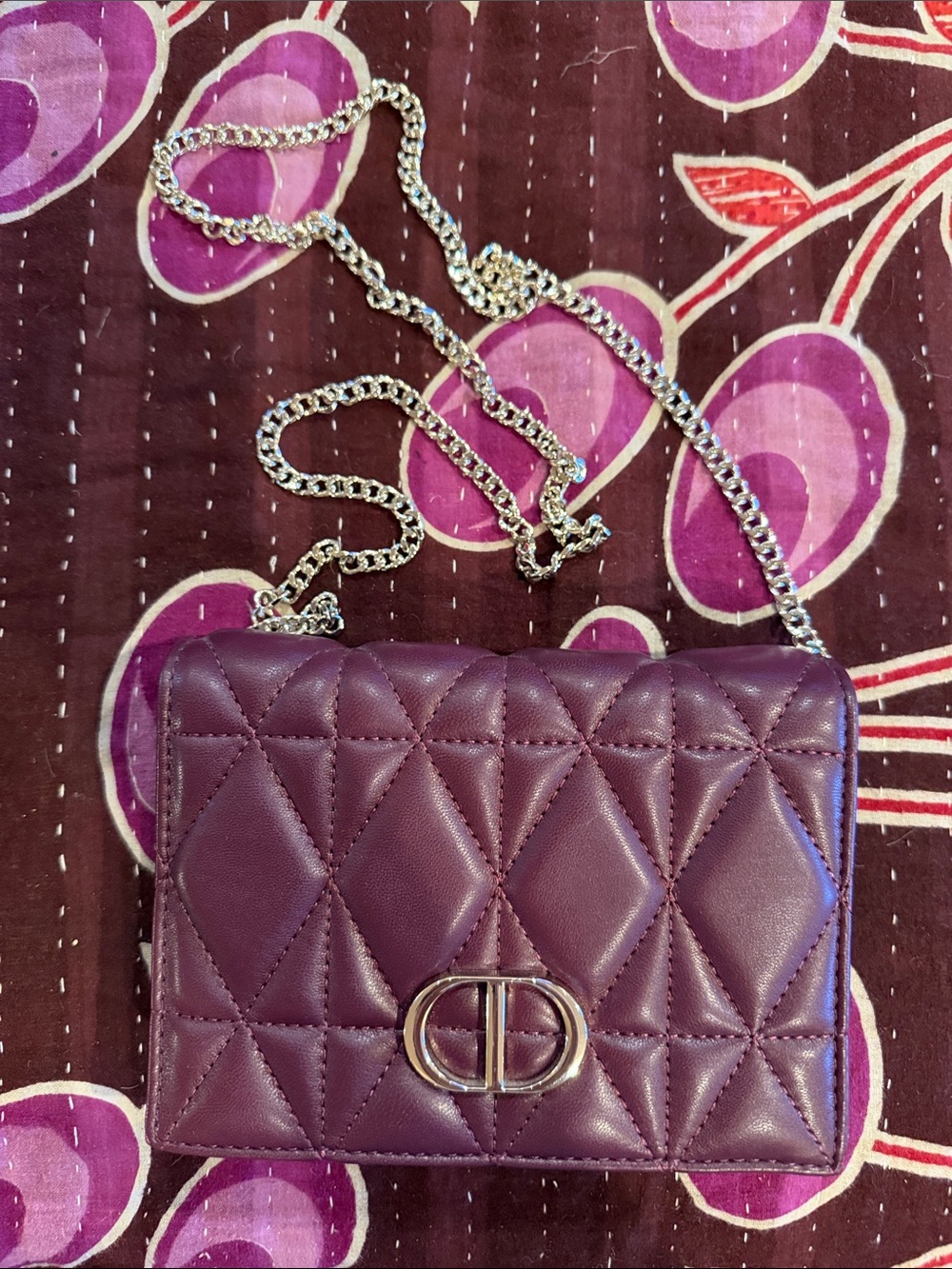 White House Black Market Plum Quilted Chain Crossbody